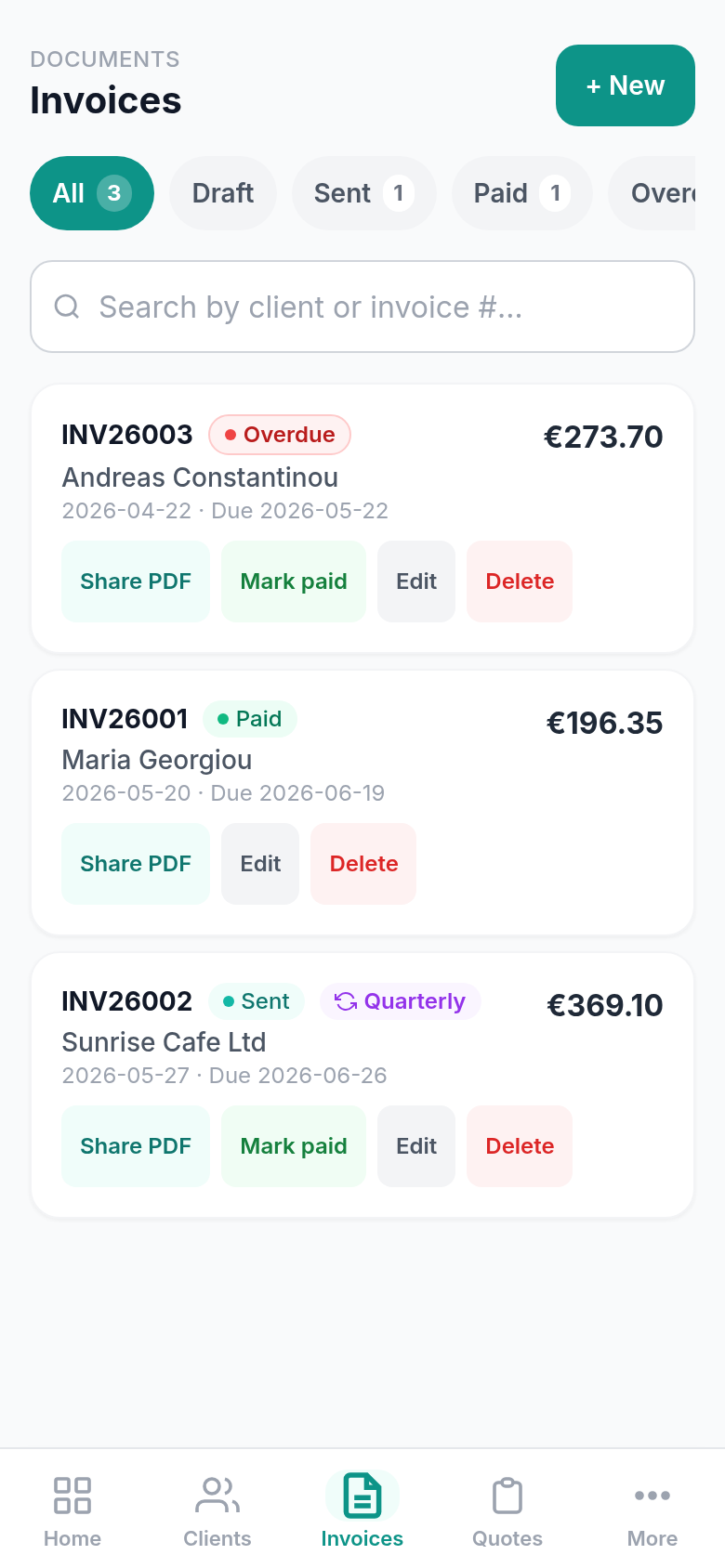 CySo Invoicing Invoices