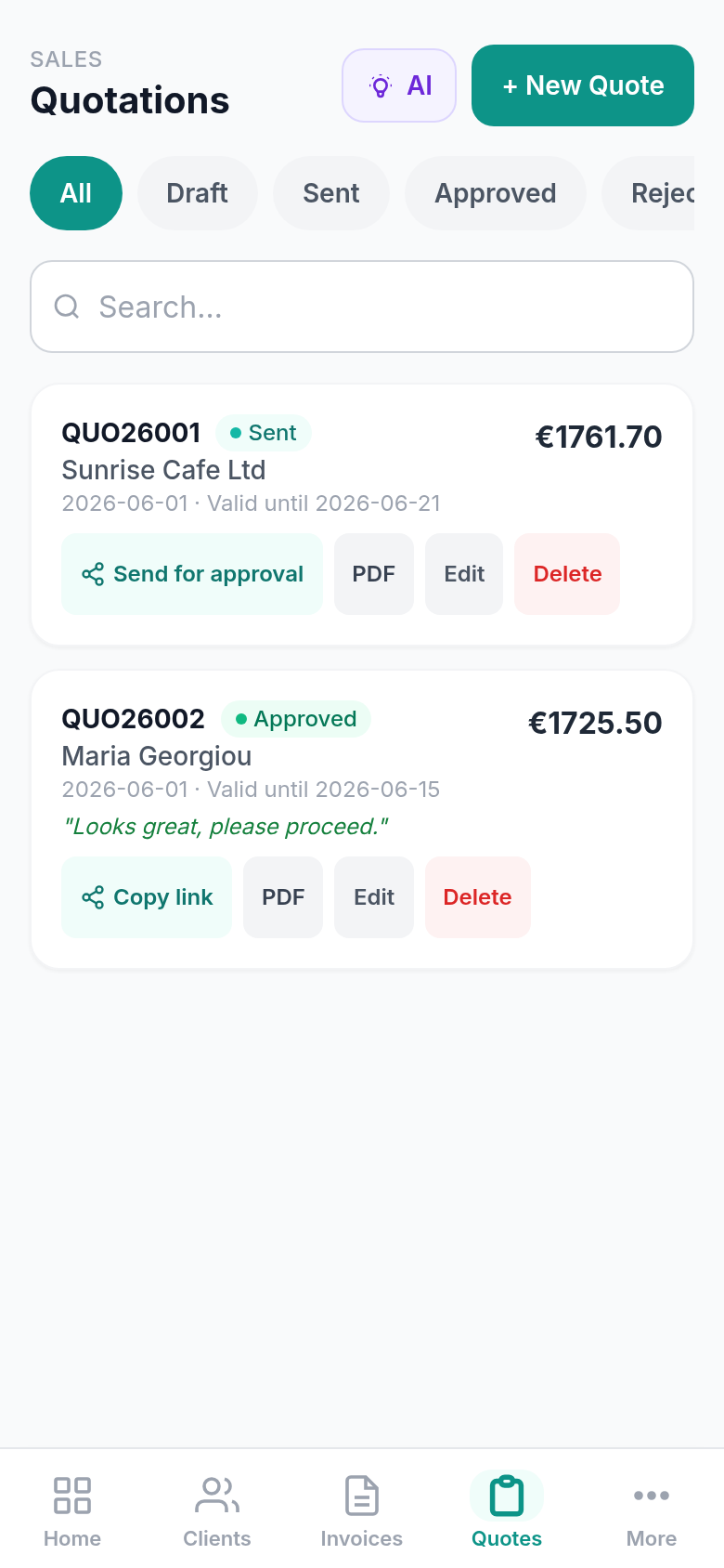 CySo Invoicing Quotations