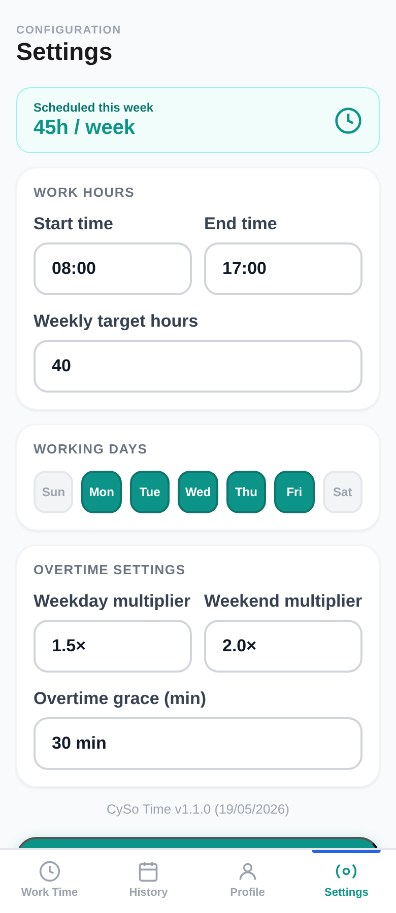 CySo Time Settings